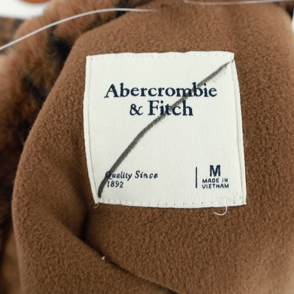 ABERCROMBIE & FITCH Quarter Zip‎ Sherpa Sweatshirt Animal Print Cozy Medium - Picture 6 of 6